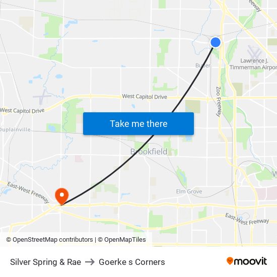 Silver Spring & Rae to Goerke s Corners map