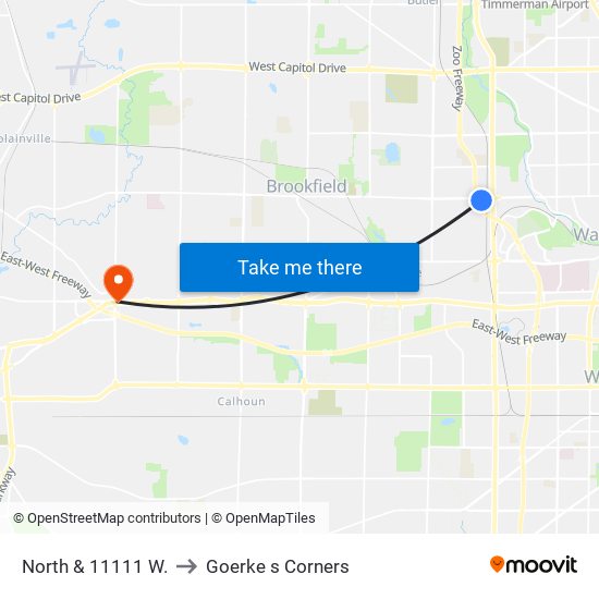 North & 11111 W. to Goerke s Corners map