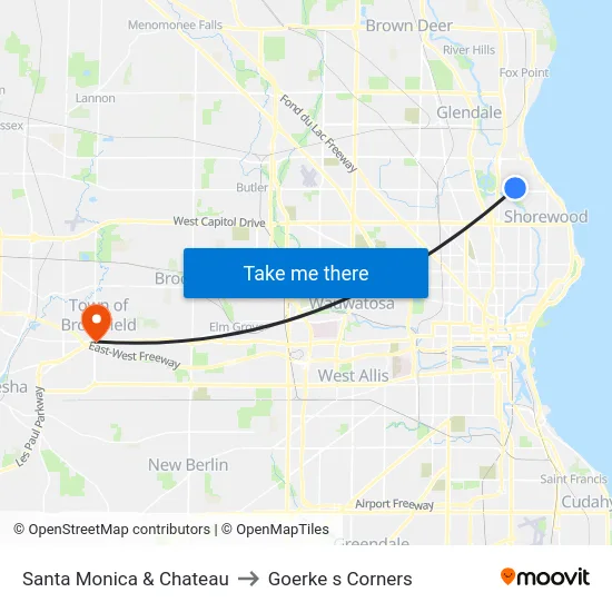 Santa Monica & Chateau to Goerke s Corners map