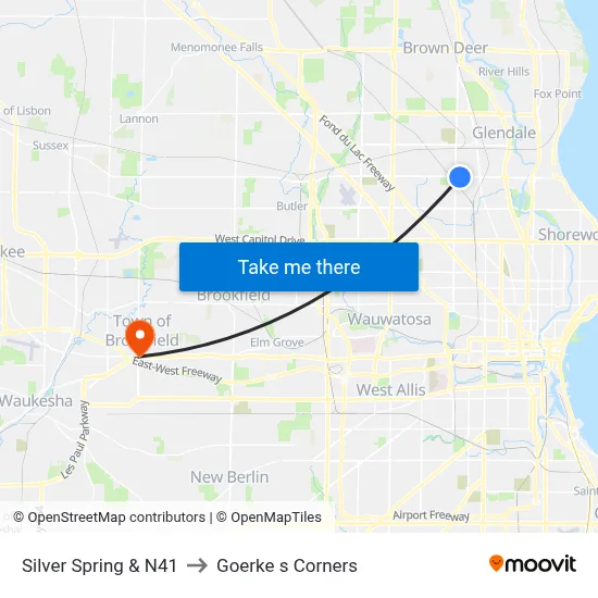 Silver Spring & N41 to Goerke s Corners map
