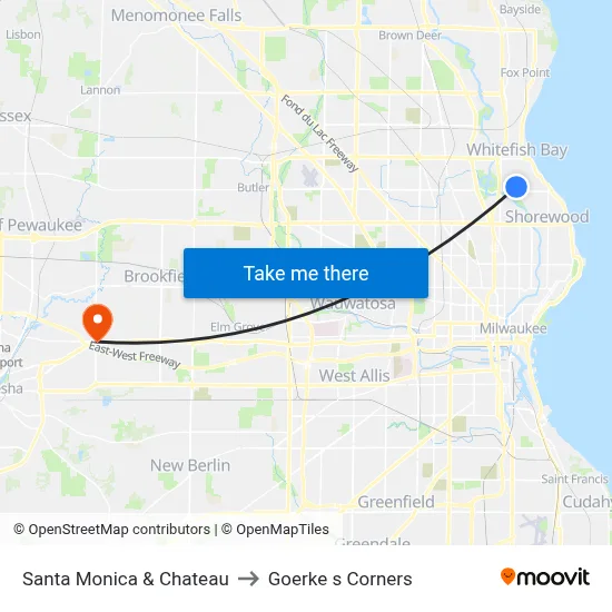 Santa Monica & Chateau to Goerke s Corners map