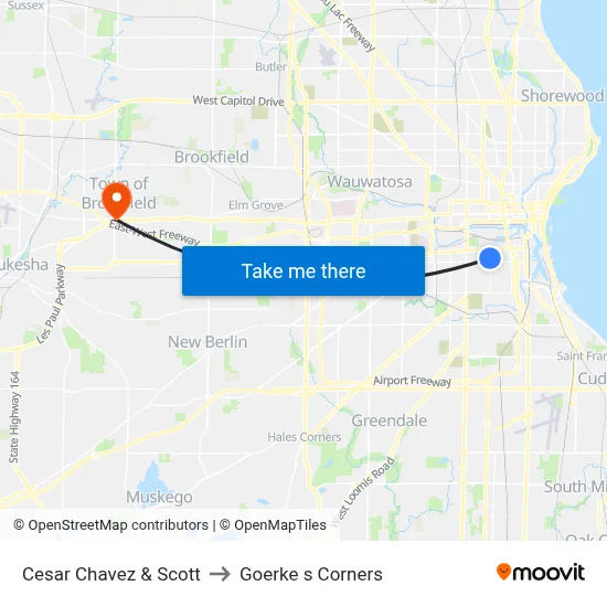 Cesar Chavez & Scott to Goerke s Corners map