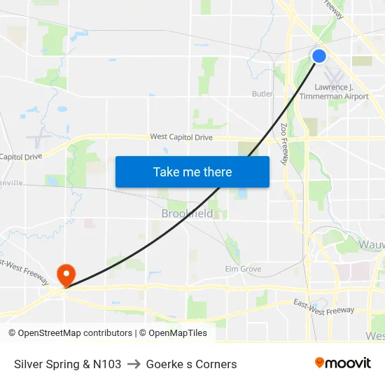 Silver Spring & N103 to Goerke s Corners map