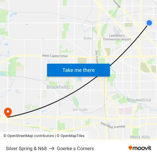 Silver Spring & N68 to Goerke s Corners map