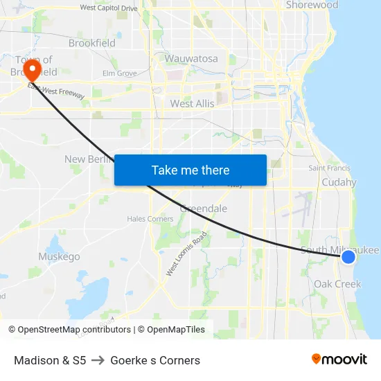 Madison & S5 to Goerke s Corners map