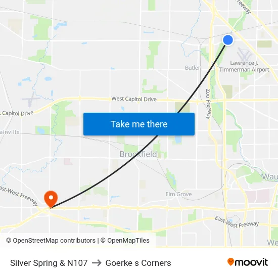 Silver Spring & N107 to Goerke s Corners map
