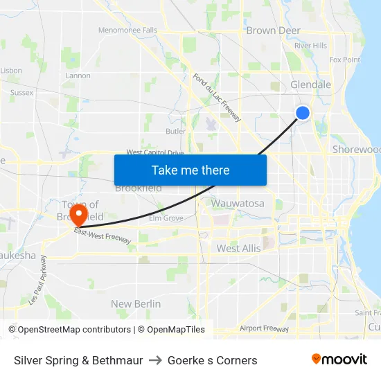 Silver Spring & Bethmaur to Goerke s Corners map