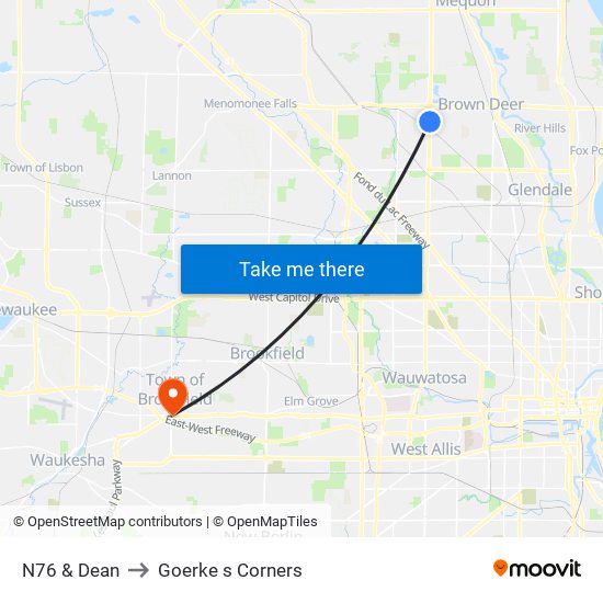 N76 & Dean to Goerke s Corners map