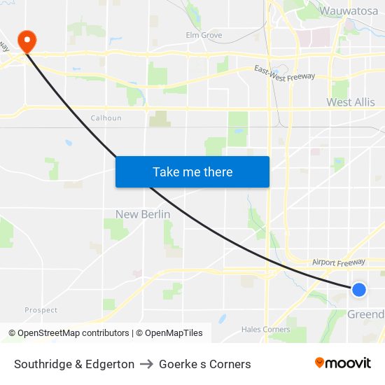 Southridge & Edgerton to Goerke s Corners map