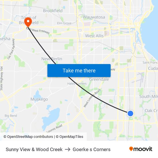 Sunny View & Wood Creek to Goerke s Corners map