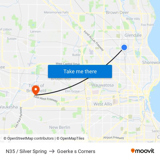 N35 / Silver Spring to Goerke s Corners map