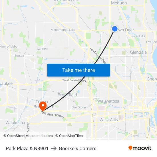 Park Plaza & N8901 to Goerke s Corners map