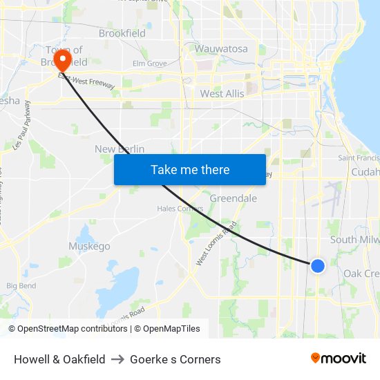 Howell & Oakfield to Goerke s Corners map