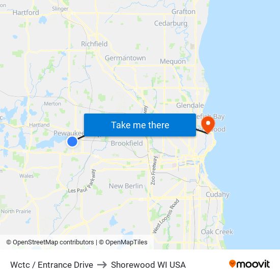 Wctc / Entrance Drive to Shorewood WI USA map