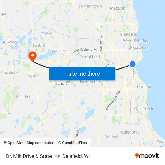 Dr. Mlk Drive & State to Delafield, WI map