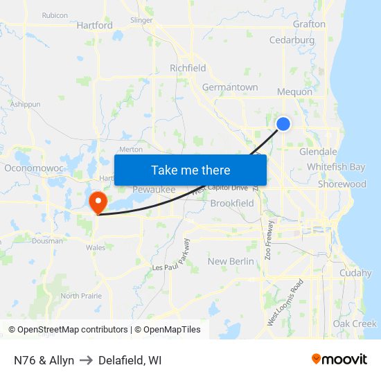 N76 & Allyn to Delafield, WI map