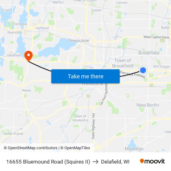 16655 Bluemound Road (Squires II) to Delafield, WI map