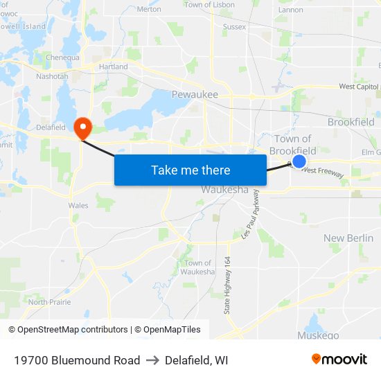 19700 Bluemound Road to Delafield, WI map