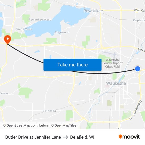 Butler Drive at Jennifer Lane to Delafield, WI map