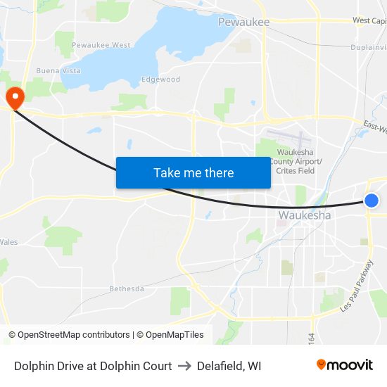 Dolphin Drive at Dolphin Court to Delafield, WI map