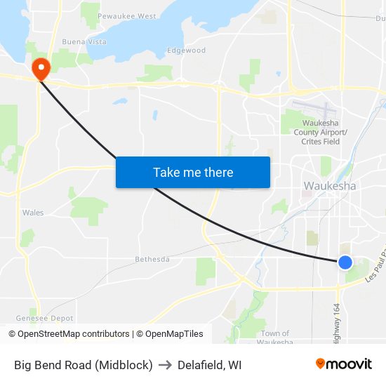 Big Bend Road (Midblock) to Delafield, WI map