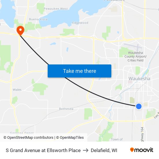 S Grand Avenue at Ellsworth Place to Delafield, WI map