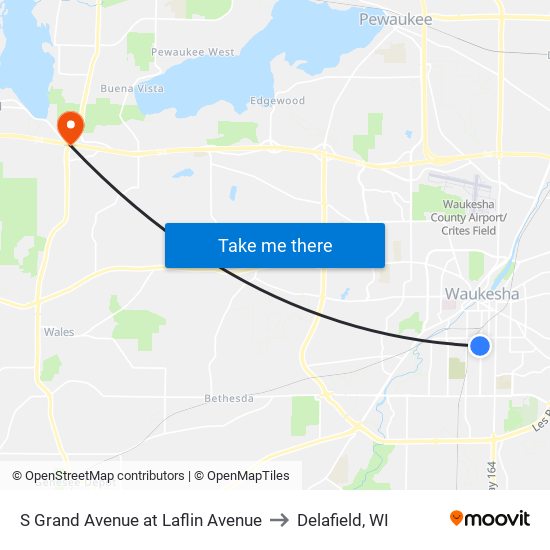 S Grand Avenue at Laflin Avenue to Delafield, WI map