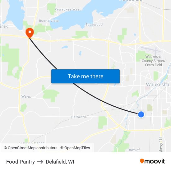 Food Pantry to Delafield, WI map