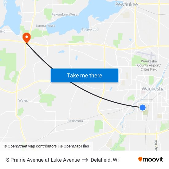 S Prairie Avenue at Luke Avenue to Delafield, WI map