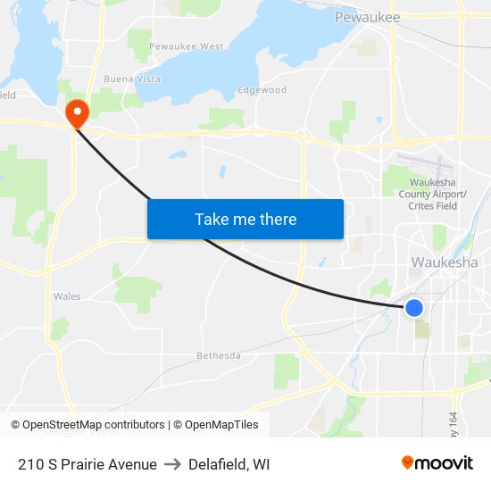 210 S Prairie Avenue to Delafield, WI map