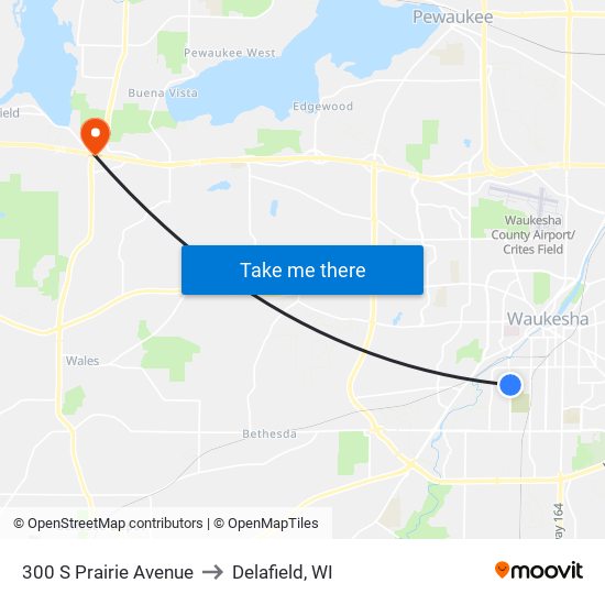 300 S Prairie Avenue to Delafield, WI map