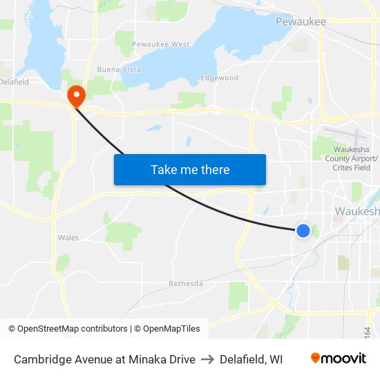 Cambridge Avenue at Minaka Drive to Delafield, WI map