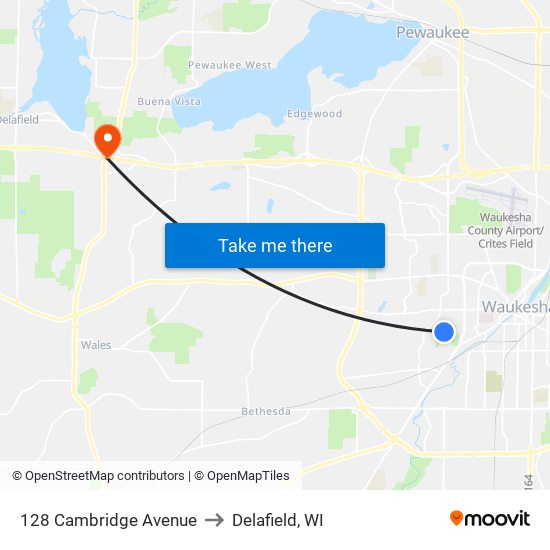 128 Cambridge Avenue to Delafield, WI map