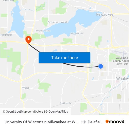 University Of Wisconsin Milwaukee at Waukesha Fine Arts to Delafield, WI map