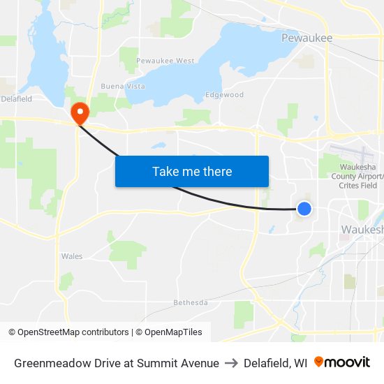 Greenmeadow Drive at Summit Avenue to Delafield, WI map