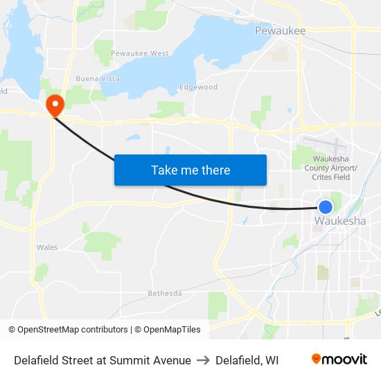 Delafield Street at Summit Avenue to Delafield, WI map