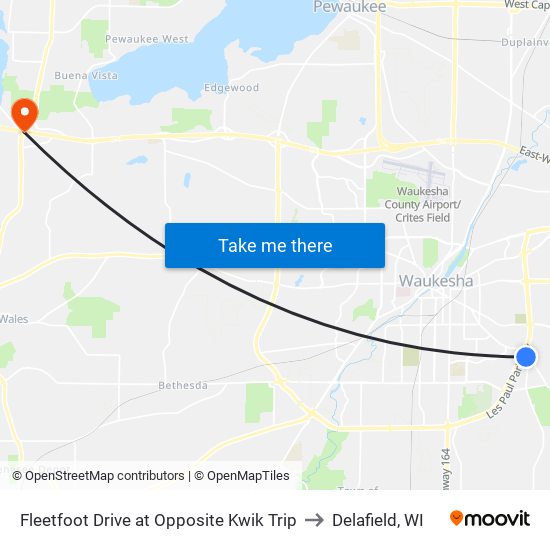 Fleetfoot Drive at Opposite Kwik Trip to Delafield, WI map