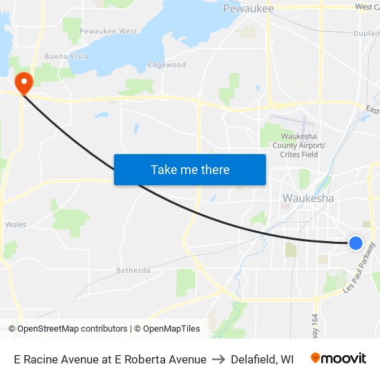 E Racine Avenue at E Roberta Avenue to Delafield, WI map
