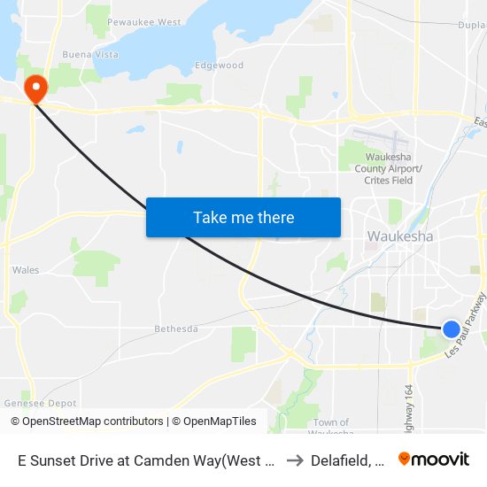 E Sunset Drive at Camden Way(West En to Delafield, WI map