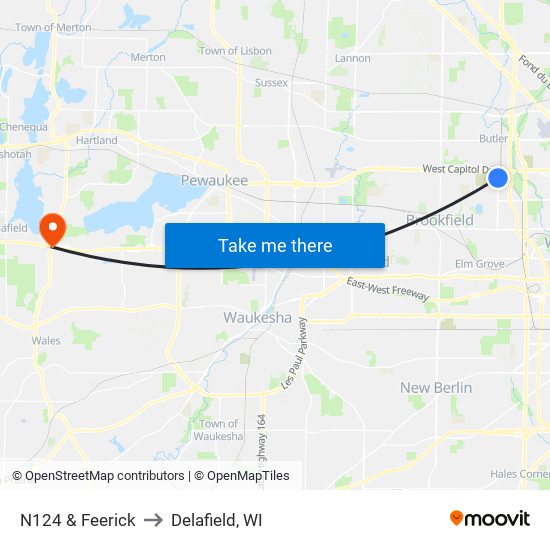 N124 & Feerick to Delafield, WI map