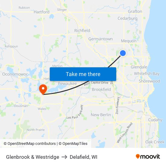 Glenbrook & Westridge to Delafield, WI map