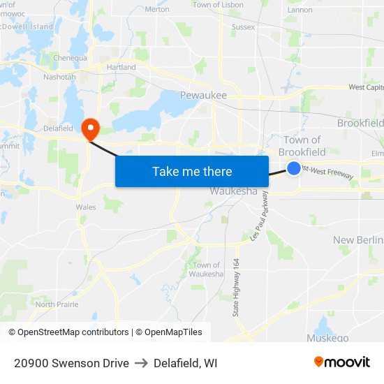 20900 Swenson Drive to Delafield, WI map