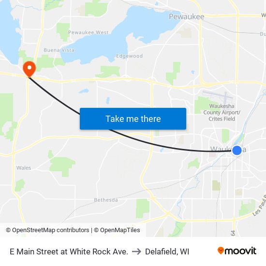 E Main Street at White Rock Ave. to Delafield, WI map