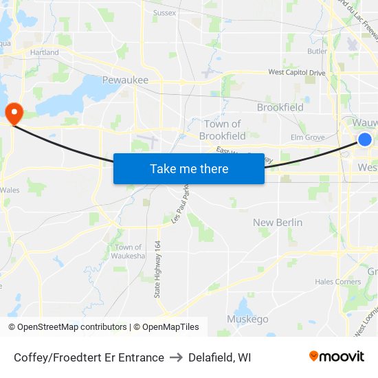 Coffey/Froedtert Er Entrance to Delafield, WI map