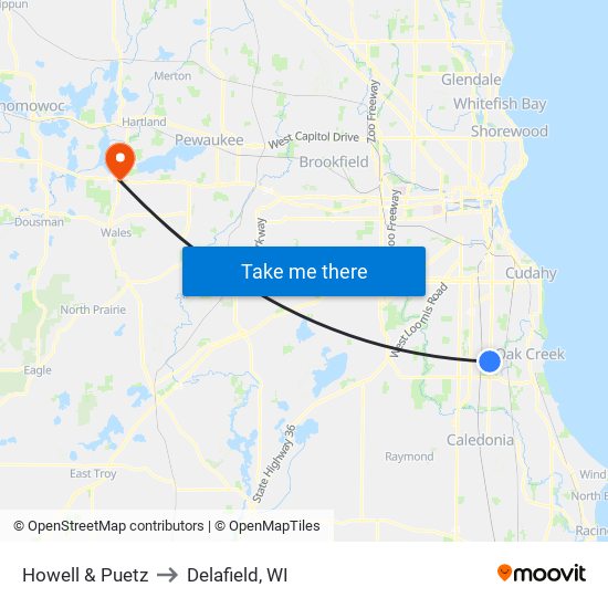 Howell & Puetz to Delafield, WI map