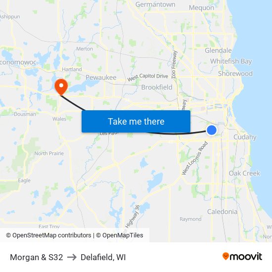 Morgan & S32 to Delafield, WI map