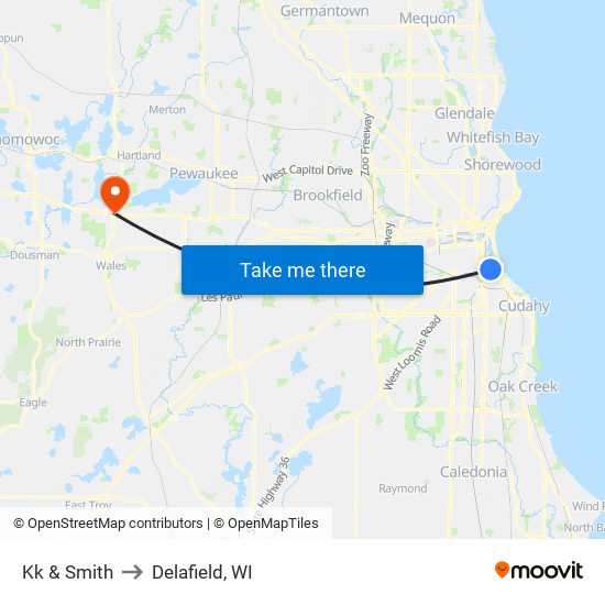 Kk & Smith to Delafield, WI map