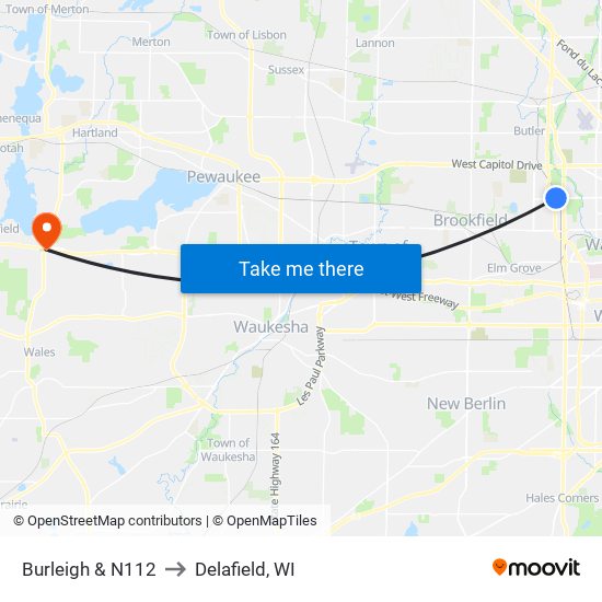 Burleigh & N112 to Delafield, WI map