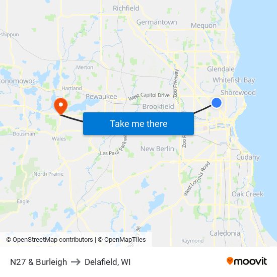 N27 & Burleigh to Delafield, WI map