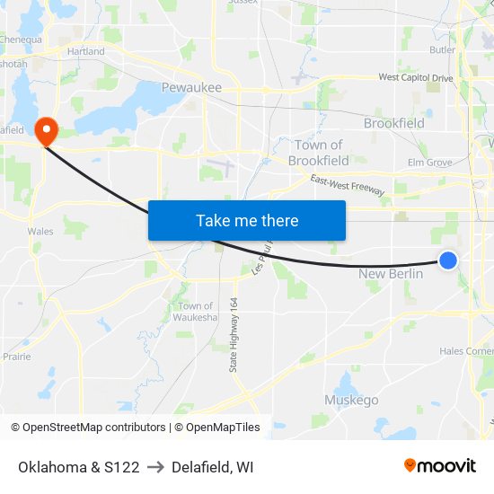 Oklahoma & S122 to Delafield, WI map